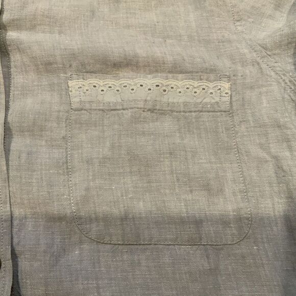 Sigrid Olsen 100% Linen Button Down Striped Shirt Size‎ 1X SO Blue - Picture 2 of 11